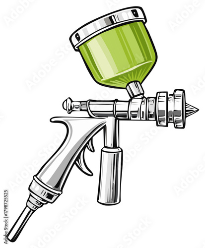 Professional Spray Gun with Green Paint Cup for Automotive and Artistic Applications