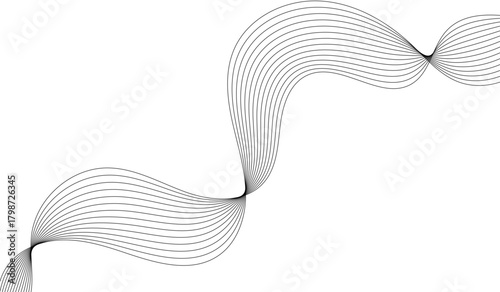 Black and White Abstract of Intertwined Wavy Lines, Creating an Elegant and Dynamic Visual Rhythm Artful Visualization.