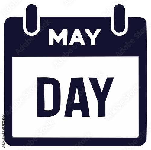 May Day Calendar Page Celebration Holiday Simple Illustration