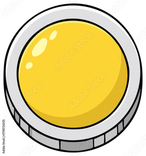 Simple cartoon gold coin with silver rim and shaded details