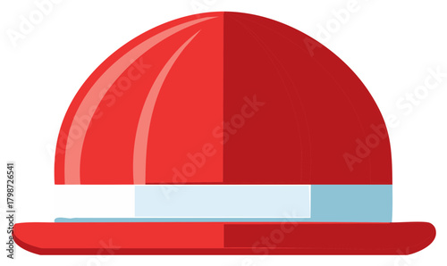 Illustration of a red stapler with light blue accents in vector format, isolated on white background, office supplies