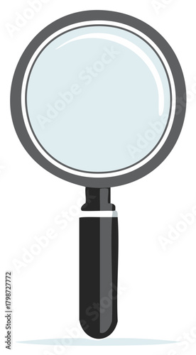Magnifying Glass with Black Handle and Silver Rim for Examining Details
