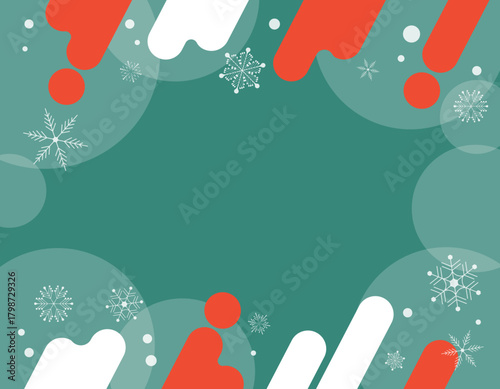 冬　雪の結晶　幾何学模様デザインフレーム　赤
・緑