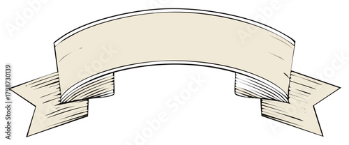 Vintage style ribbon banner for text and design elements in beige and black