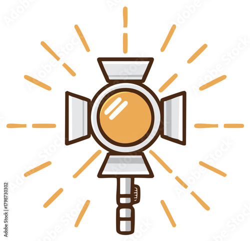 Digital illustration of a cinema light with rays emanating outwards