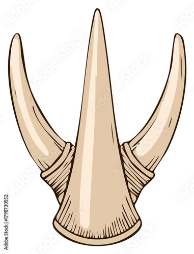 Stylized Illustration of Horns, Animal Tusks