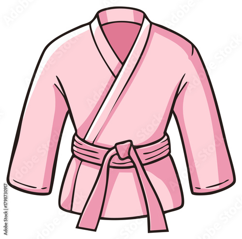 Cartoon pink martial arts uniform with a tied sash for training or practice