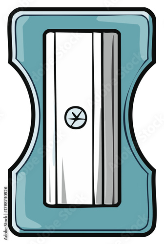 Turquoise pencil sharpener tool for sharpening graphite pencil lead with metal blade