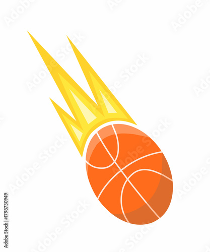 A dynamic vector illustration of a basketball with fiery motion trails, symbolizing speed, power, and energy.