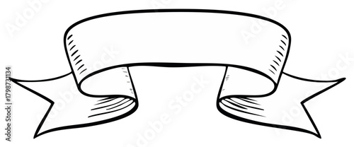 Hand drawn wavy scroll ribbon banner doodle isolated design element