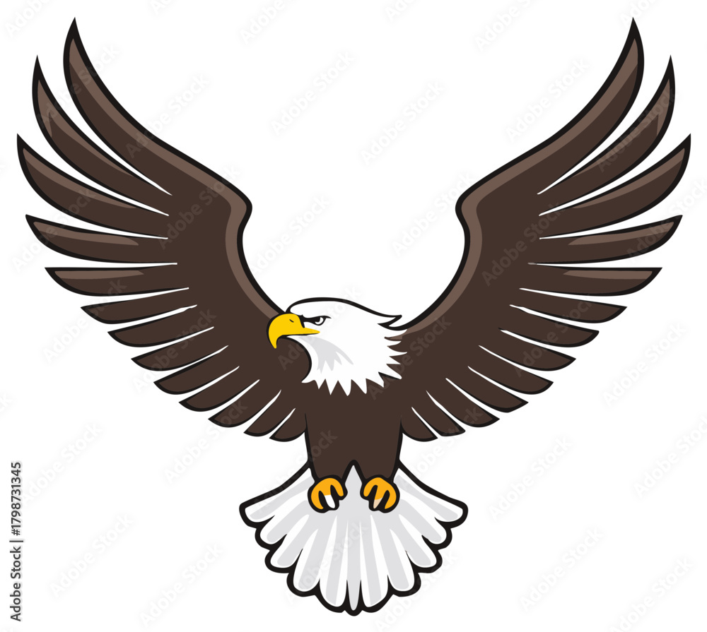 Obraz premium Eagle illustration of bird with powerful open wings in flight depicting majestic flying nature emblem strength freedom symbol
