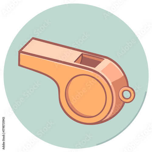 Illustration of a Bright Orange Whistle on a Light Blue Circular Background