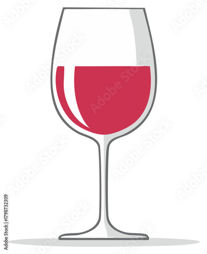 Elegant glass filled with red wine and subtle shadow for advertising or design