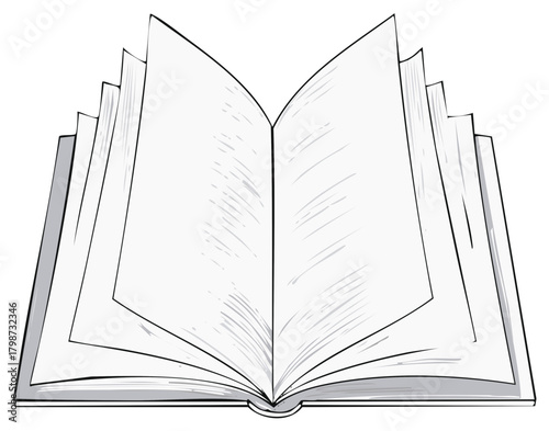 Blank open book vector illustration representing education, storytelling, learning, and future content creation