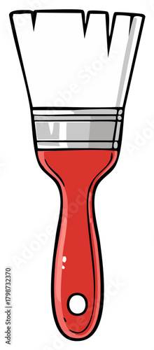 Simple Cartoon Paintbrush with Red Handle Isolated Art Tool Illustration