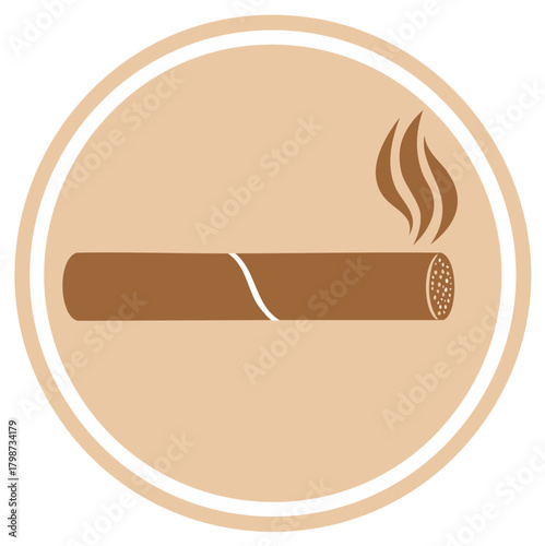 Smoking Cigar with Smoke Wisps in Circular Frame