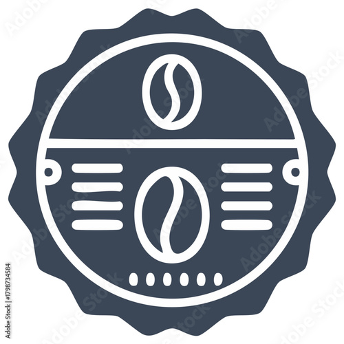 Minimalist coffee bean emblem inside a decorative circular badge for a brand or cafe logo