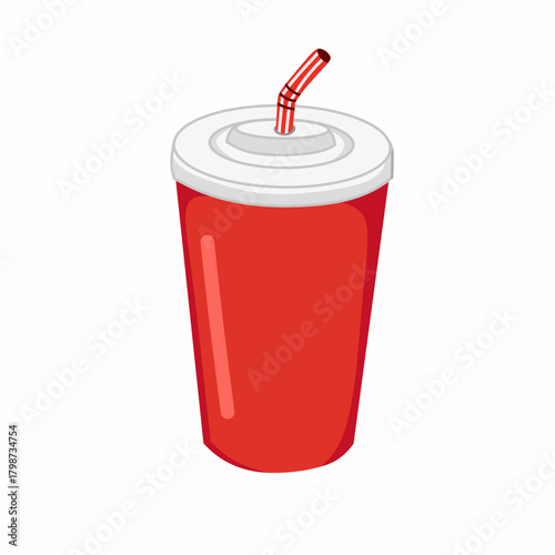 vector illustration of  soda plastic cup with straw