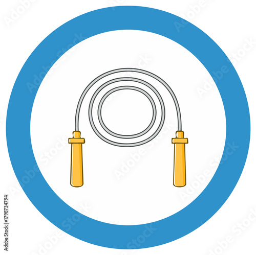 Fitness Jump Rope Icon in Blue Circle