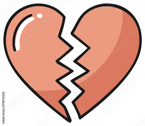 Broken heart illustration symbolizing love loss breakup and emotional sadness