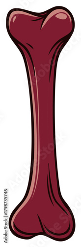 Stylized Dark Red Dog Bone With Outline