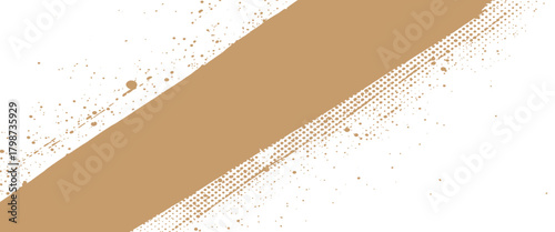 Vector brown diagonal brush stroke grunge with halftone dots background	