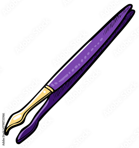 Purple and Gold Colored Cosmetic Tweezers for Hair Removal and Beauty Treatment