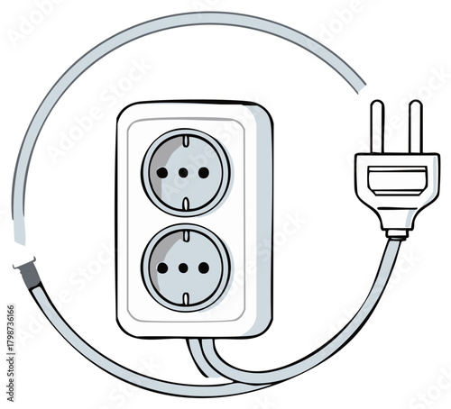 Electrical Outlet and Plug Illustration