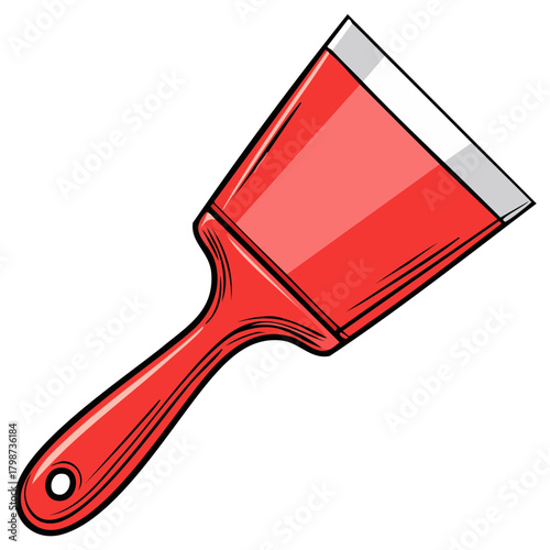 Vibrant Red Paint Scraper Tool Illustration for Home Improvement and DIY Projects