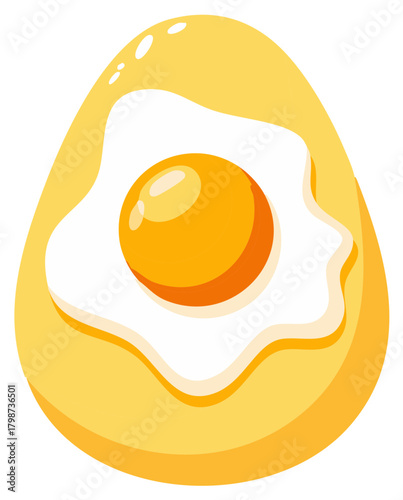 stylized fried egg shaped like an egg with a bright orange yolk