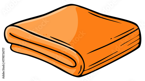 Folded Orange Cloth Pile, Home Linen, Washing Textile Pile