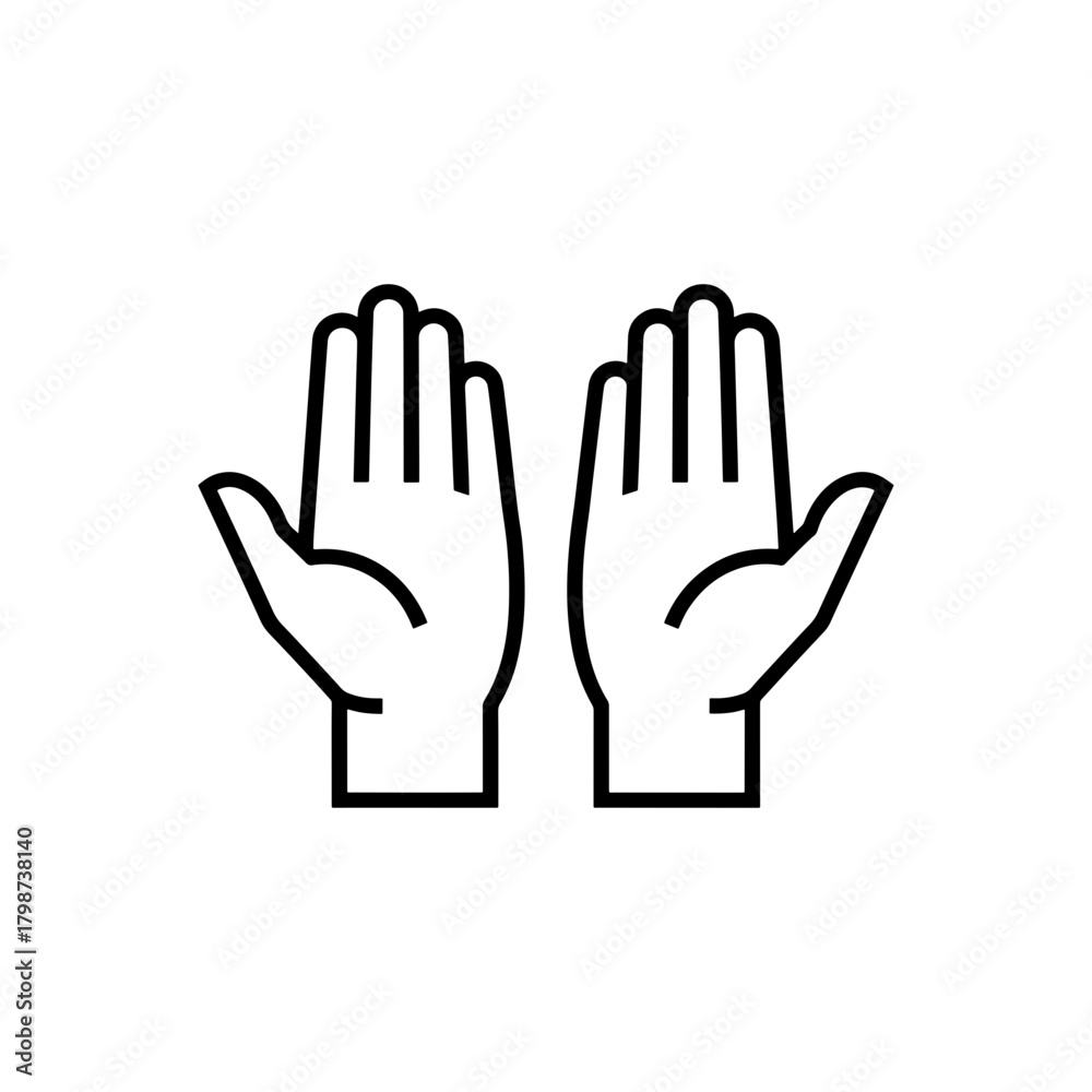 Fototapeta premium Illustration of two hands with fingers extended upwards in a minimalist black and white design style