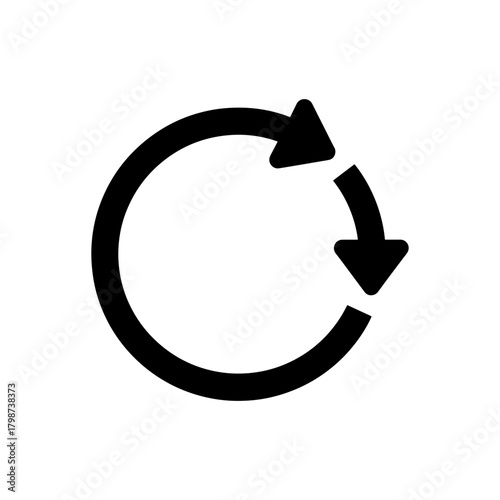 Circular arrow symbol indicating a process of refreshing or repeating in a continuous motion loop style