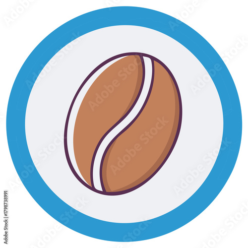 Single coffee bean icon with a blue circular border and white fill