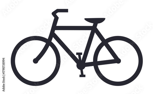 bicycle, bike, cycling, transportation, sport, vehicle, silhouette, icon, graphic, design, symbol, simple, clean, modern, isolated, white background, two wheels, frame, handlebars, seat, pedals, chain