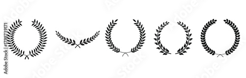laurel, wreath, leaf, branch, victory, award, achievement, success, symbol, silhouette, black, white, background, isolated, graphic, design, element, medal, prize, champion, winner, olive, foliage, cr