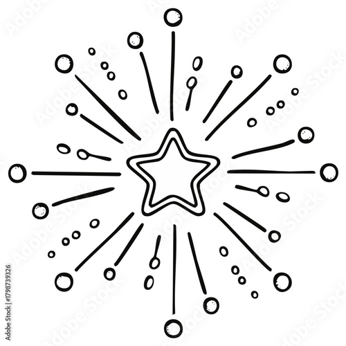 Starburst Doodle Explosion with Orbs and Lines Festive Celebration