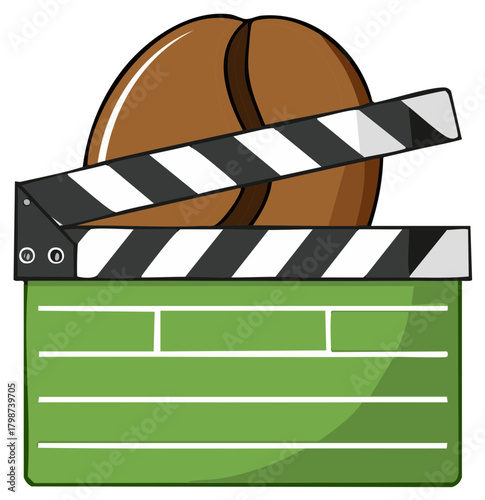 Coffee Bean Movie Production Slate Concept - Green Screen and Cinema Clapboard