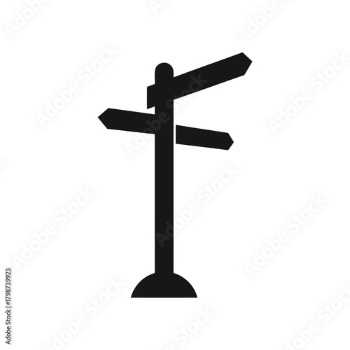 signpost, direction, sign, arrow, post, crossroads, choice, information, navigation, guidance, silhouette, black, icon, white background, travel, path, decision, wayfinding, outdoor, simple, graphic, 