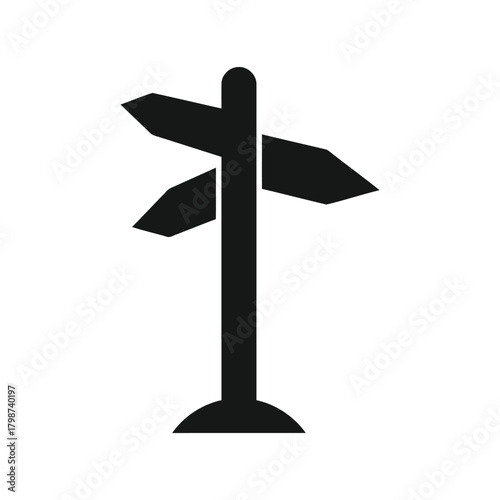signpost, direction, sign, arrow, post, crossroads, choice, information, navigation, guidance, silhouette, black, icon, white background, travel, path, decision, wayfinding, outdoor, simple, graphic