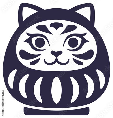 Maneki Neko vector image featuring a stylized cat figure for prosperity or good luck and well-being