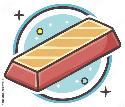Shiny precious metal bar cartoon icon vector illustration of a valuable gold or copper ingot