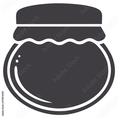 Jam jar silhouette vector icon. Round glass container for preserves or honey.