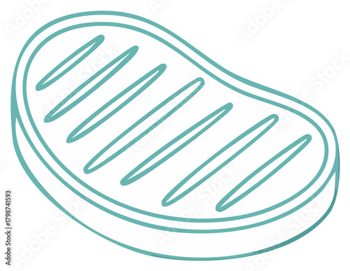 Simple line art icon of a grilled steak. Minimalist food illustration for barbecue or menu design.