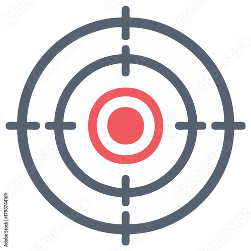 Target icon with red bullseye and crosshairs for goal setting and accuracy concepts