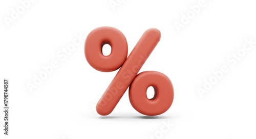 Red clay percentage sign on a white background.