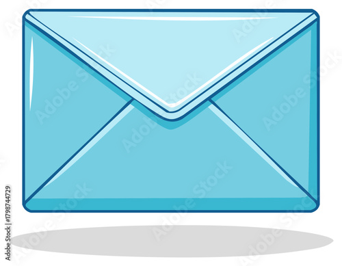 Stylized Light Blue Envelope Isolated on White Paper Postal Communication