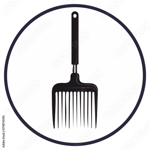 Black cooking utensil with many tines in a circle