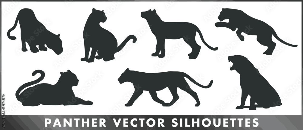 Fototapeta premium panther, silhouette, big cat, predator, wild animal, animal, feline, black, isolated, graphic, vector, illustration, design, icon, symbol, art, drawing, outline, shape, form, animalistic, mammal, powe