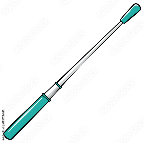Teal and White Cotton Swab or Stick Illustration for Medical Testing, Cleaning, and Healthcare.